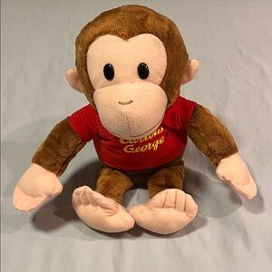 Curious George Vintage Plush Toy Stuffed Animal Brown and Red Monkey